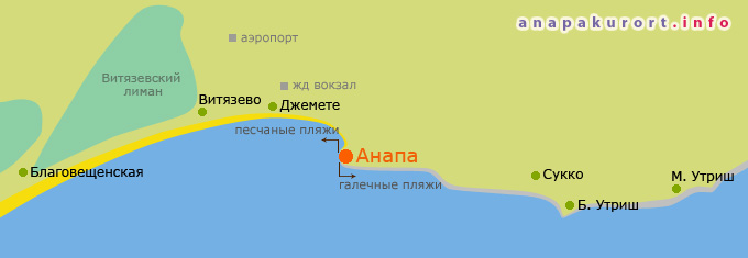 Карта-схема курорта Анапа